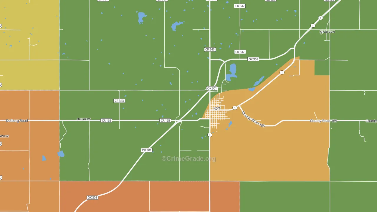 Roff, OK Map of Theft Rates