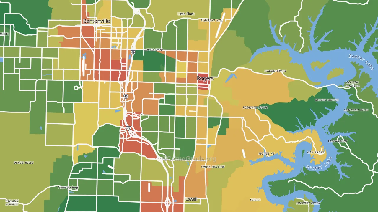 Rogers, AR Map of Theft Rates