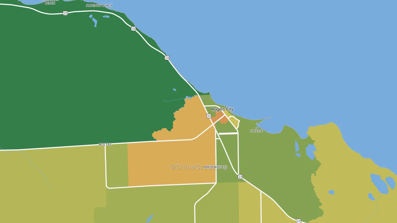 Rogers City, MI Map of Theft Rates