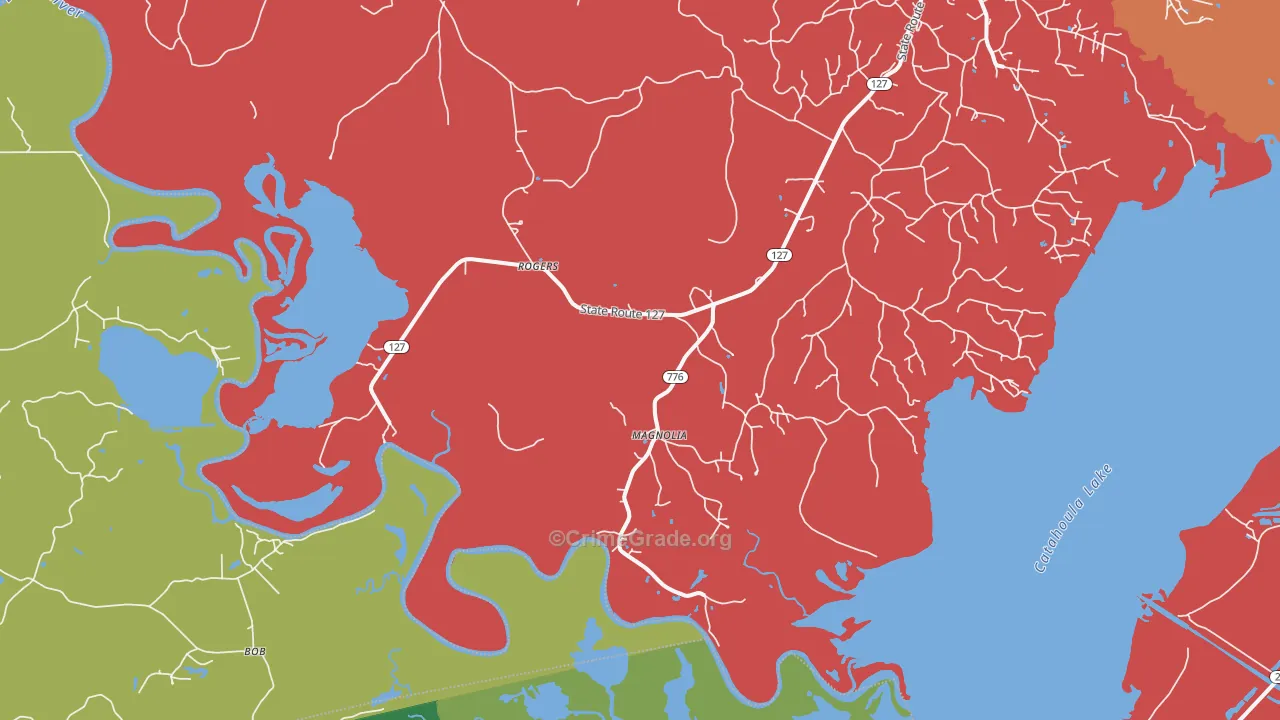Rogers, LA Map of Theft Rates
