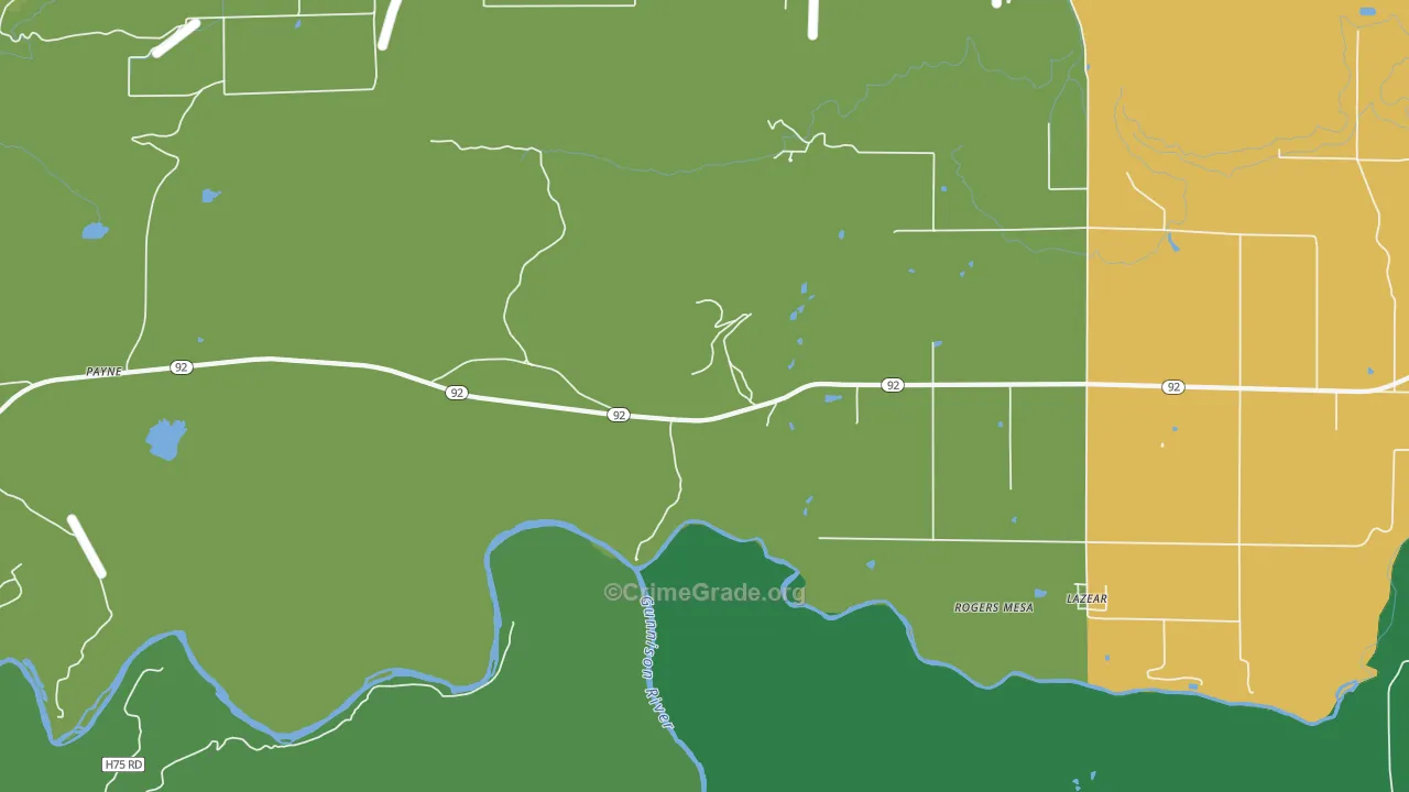 Rogers Mesa, CO Map of Theft Rates