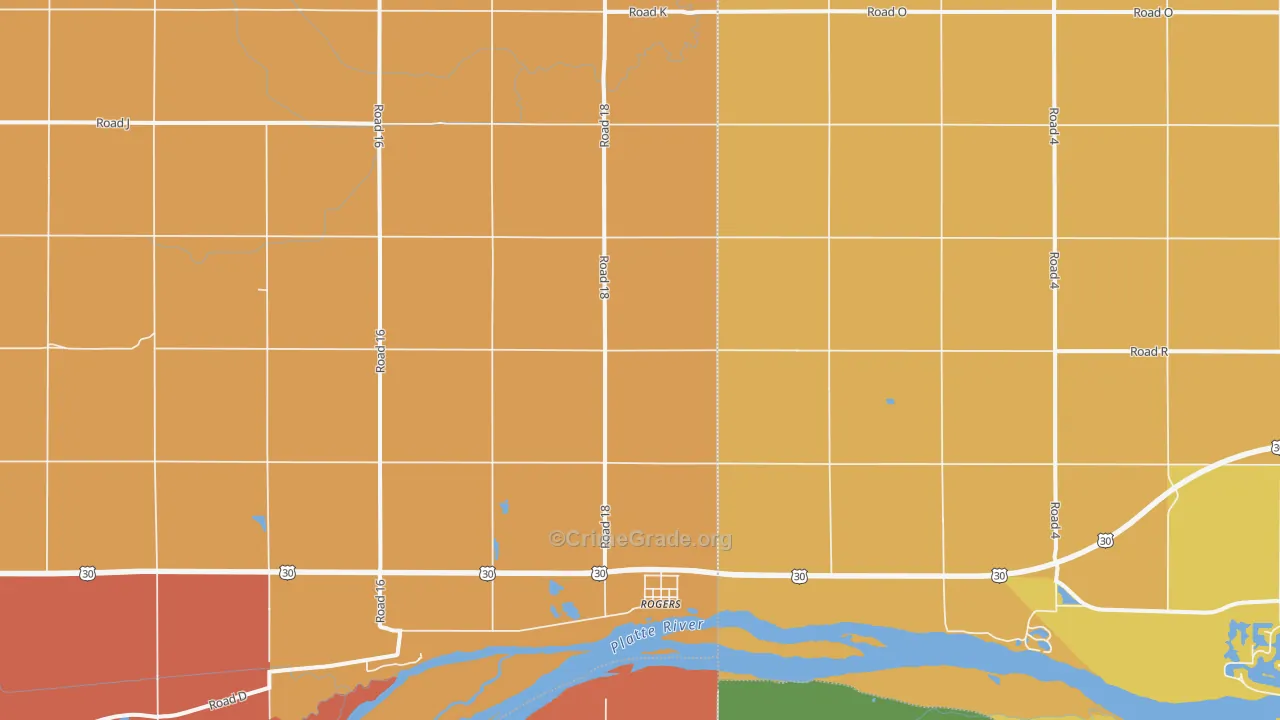 Rogers, NE Map of Theft Rates