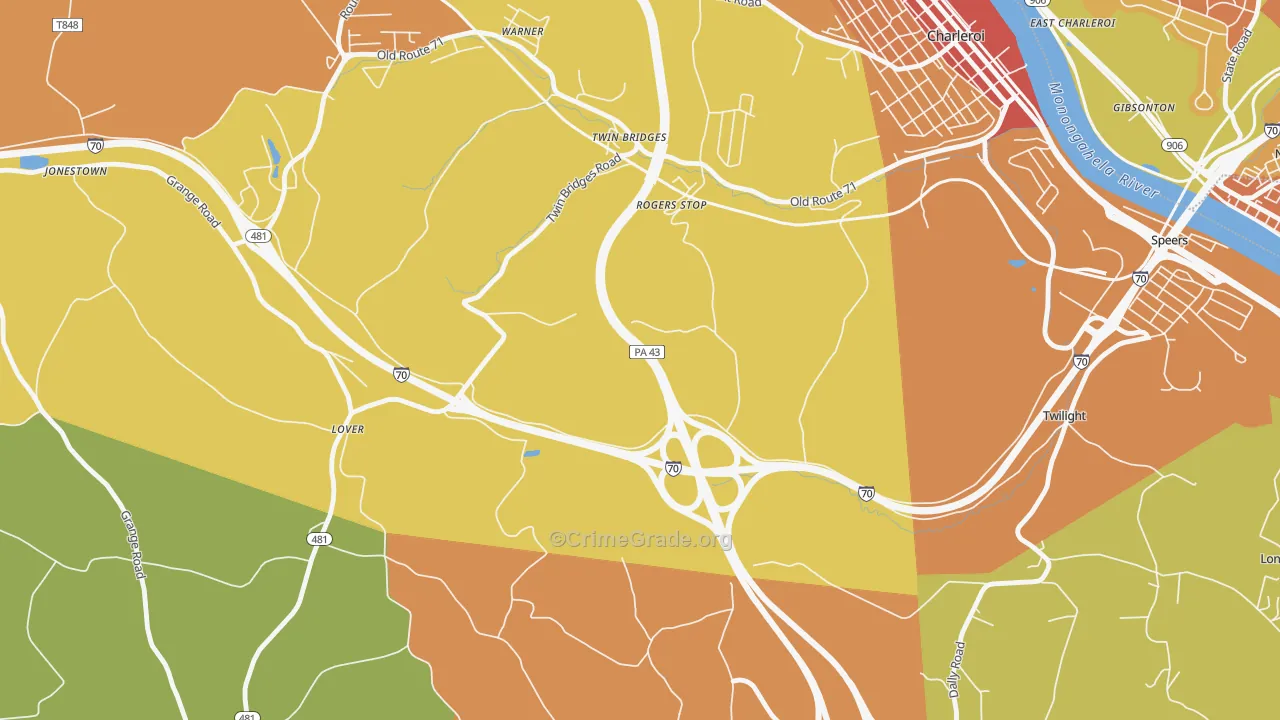 Rogers Stop, PA Map of Theft Rates
