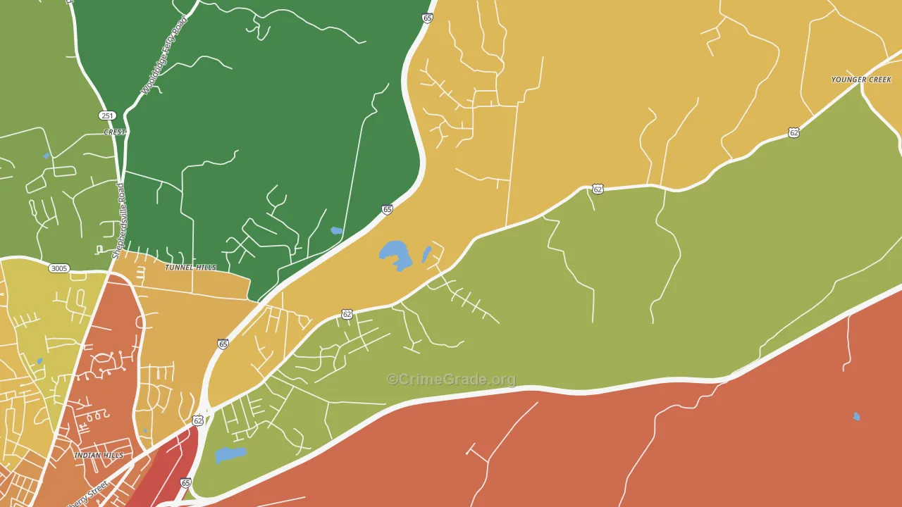 Rogersville, KY Map of Theft Rates
