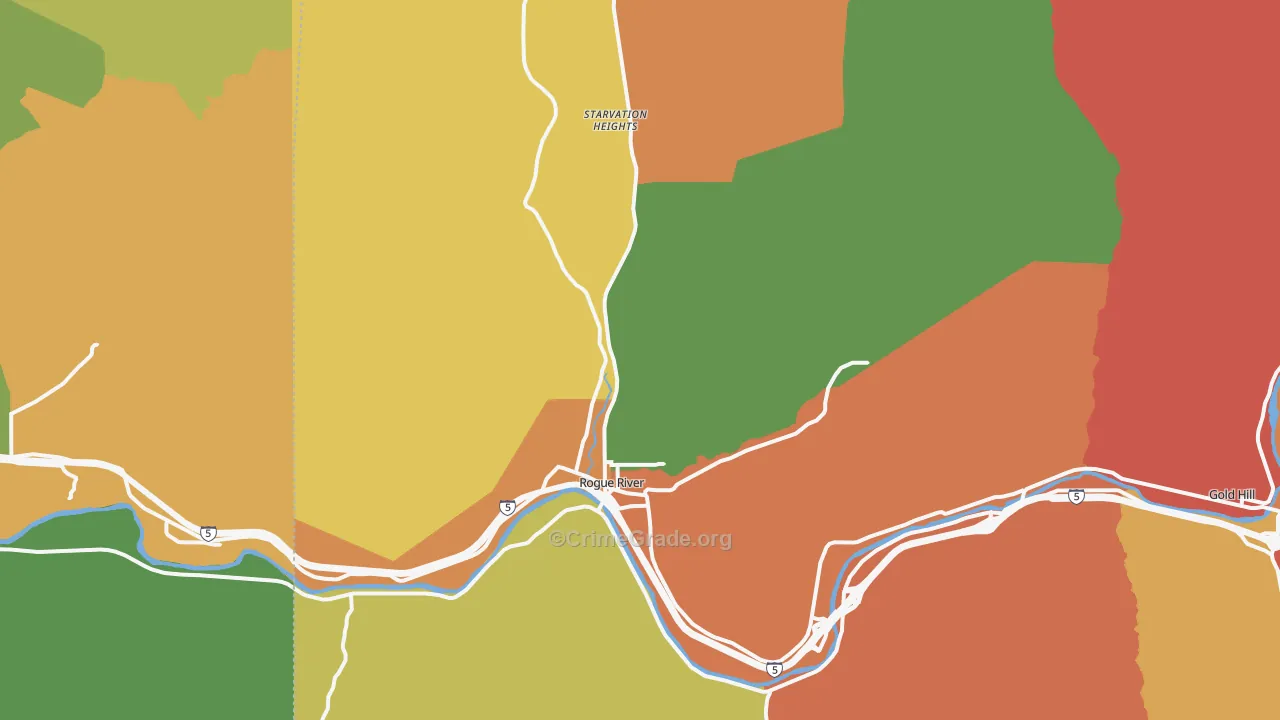 Rogue River, OR Map of Theft Rates