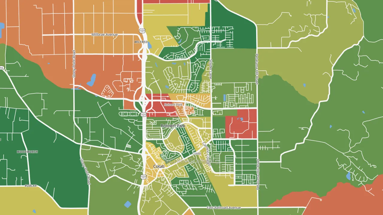Rohnert Park, CA Map of Theft Rates