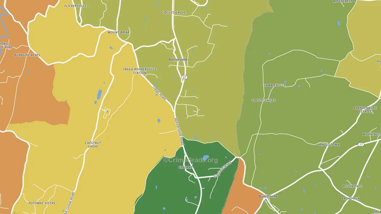 Rohrersville, MD Map of Theft Rates