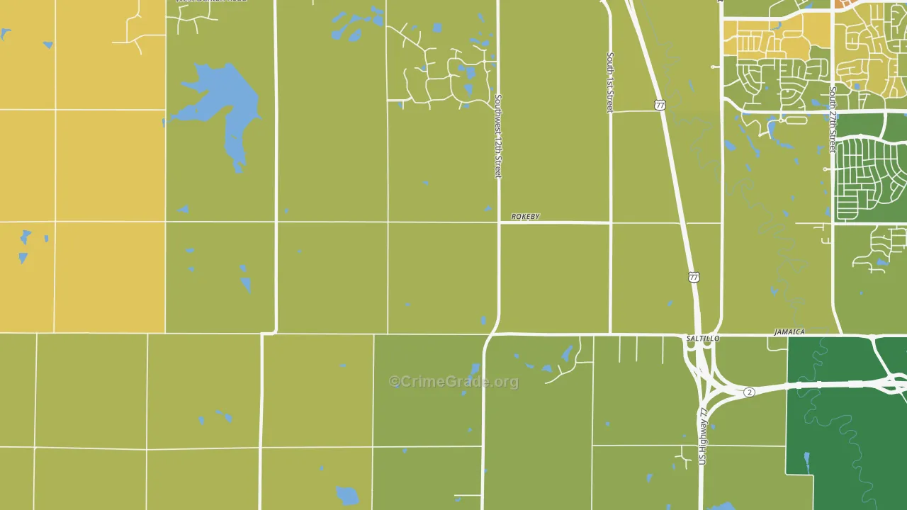 Rokeby, NE Map of Theft Rates