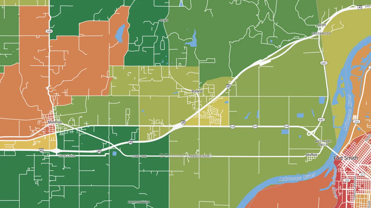 Roland, OK Map of Theft Rates