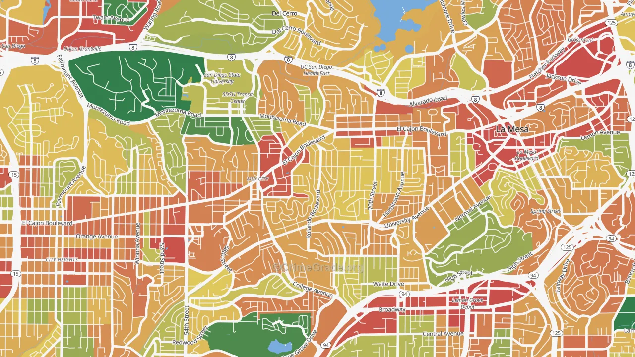 Rolando, San Diego, CA Map of Theft Rates