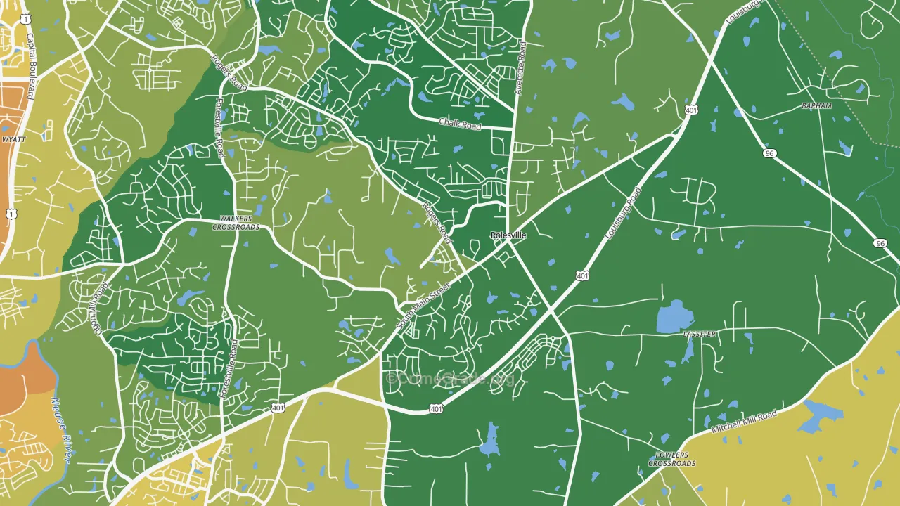 Rolesville, NC Map of Theft Rates
