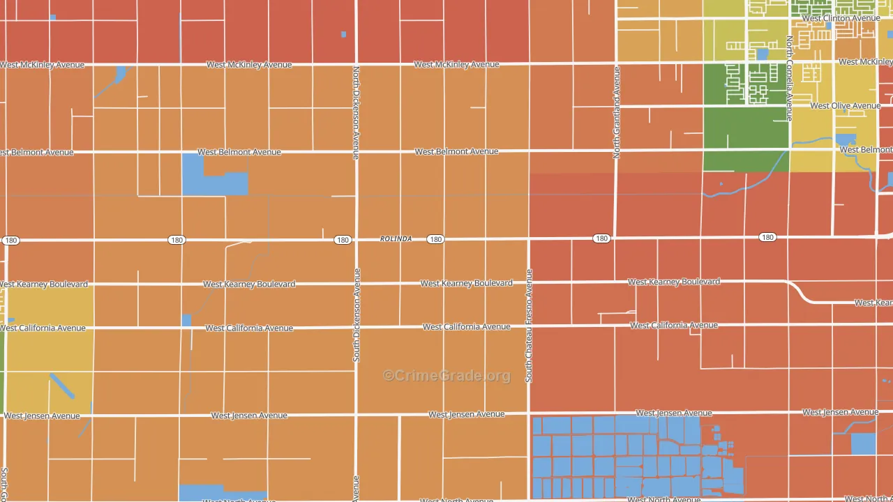 Rolinda, CA Map of Theft Rates