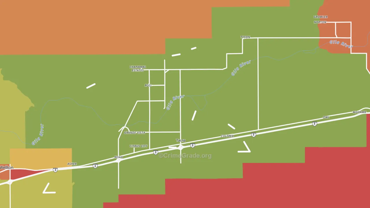 Roll, AZ Map of Theft Rates