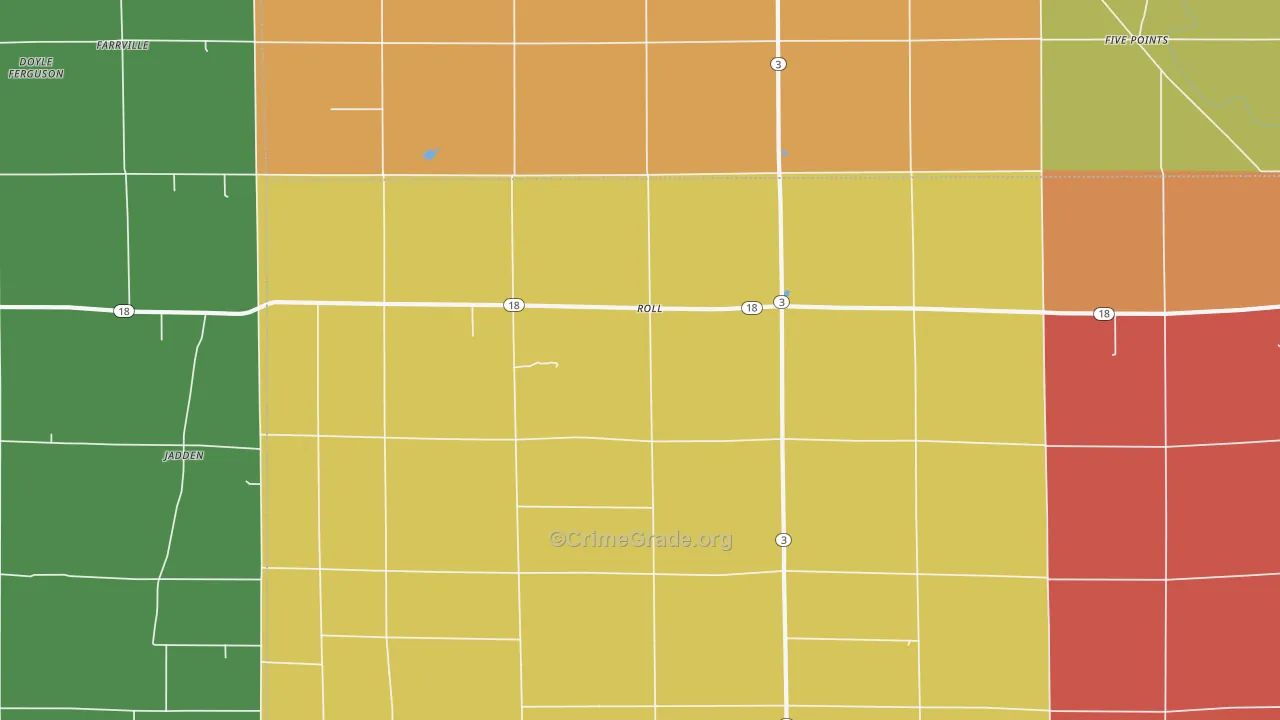 Roll, IN Map of Theft Rates