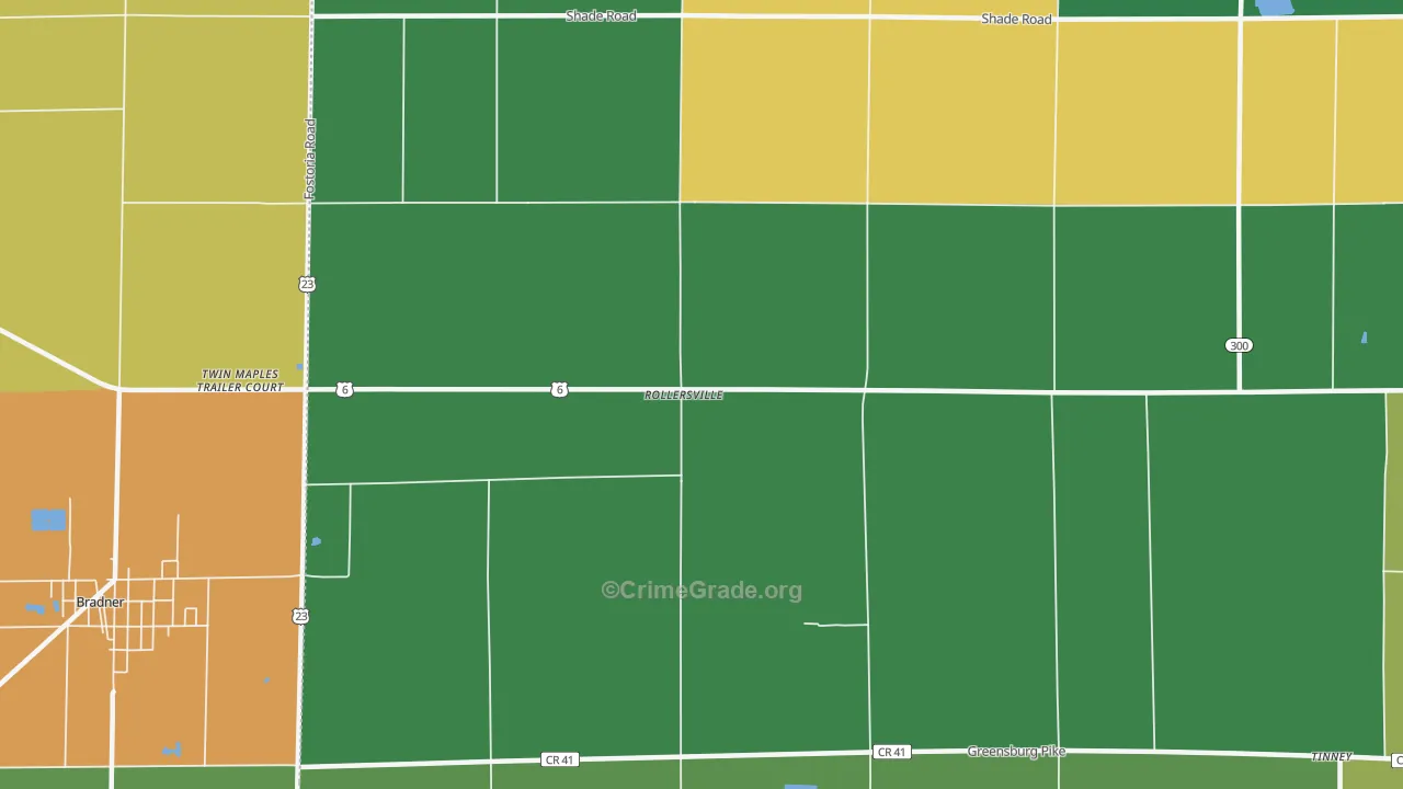 Rollersville, OH Map of Theft Rates
