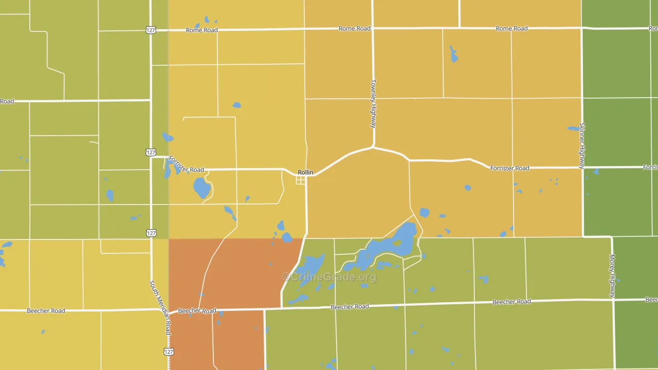 Rollin, MI Map of Theft Rates