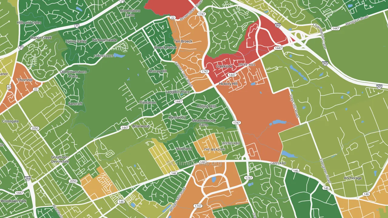 Rolling Hills, KY Map of Theft Rates