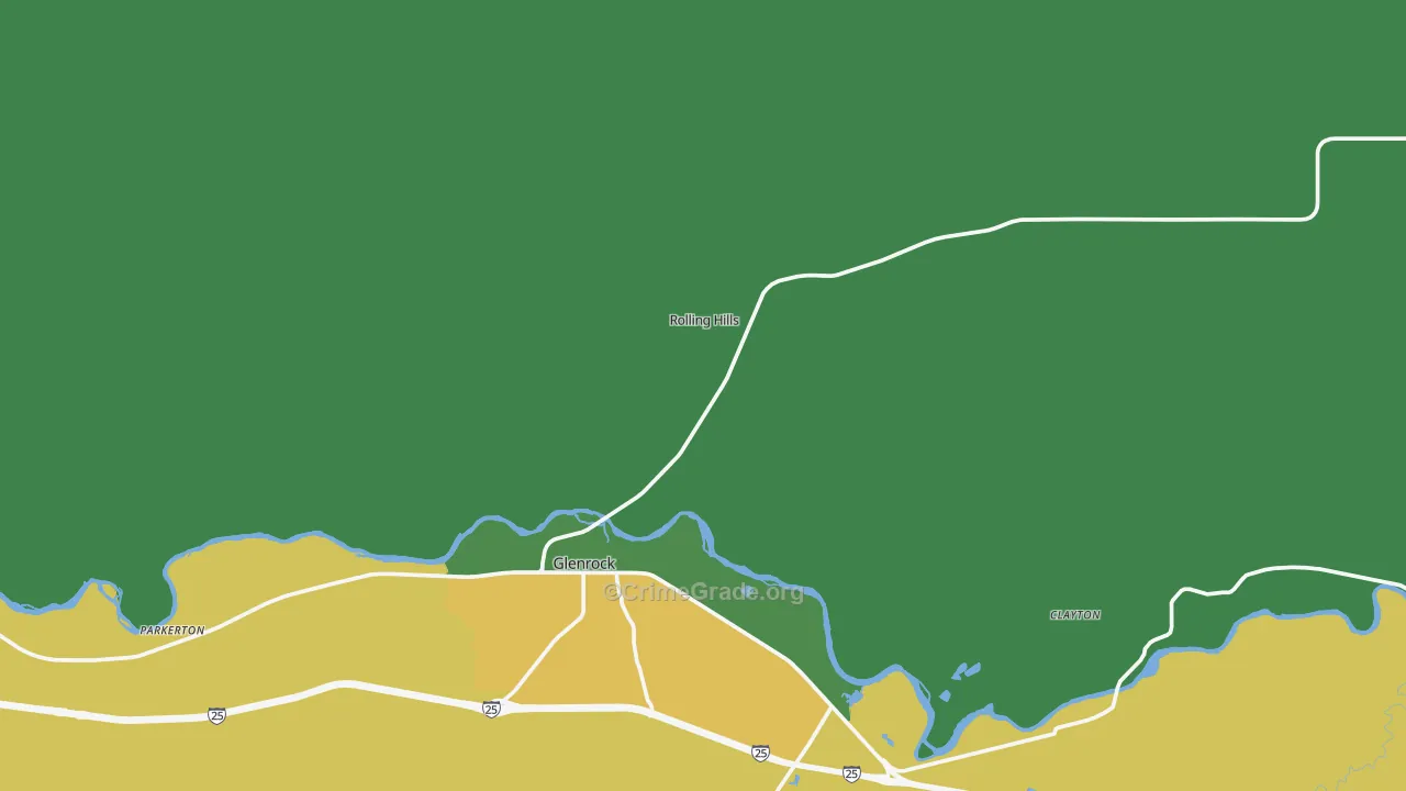 Rolling Hills, WY Map of Theft Rates