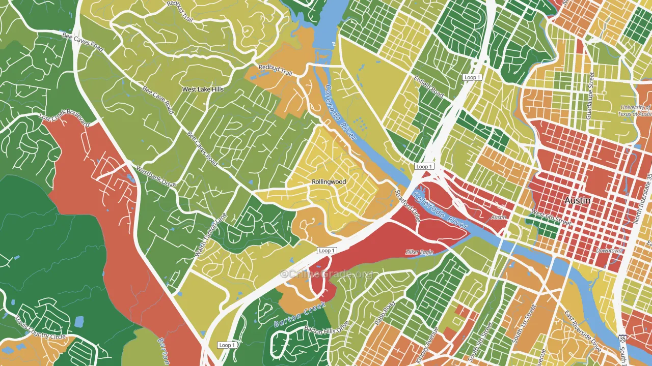 Rollingwood, TX Map of Theft Rates