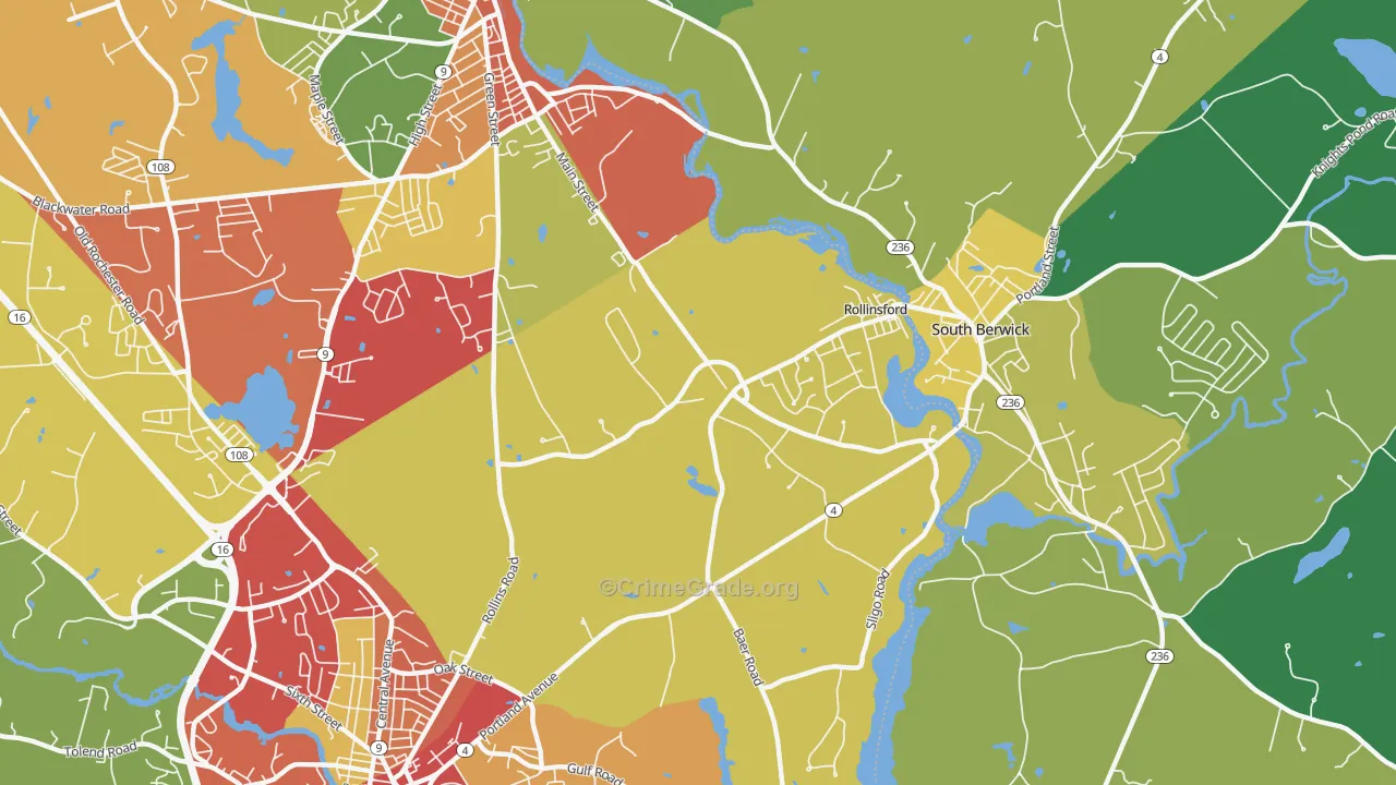 Rollinsford, NH Map of Theft Rates