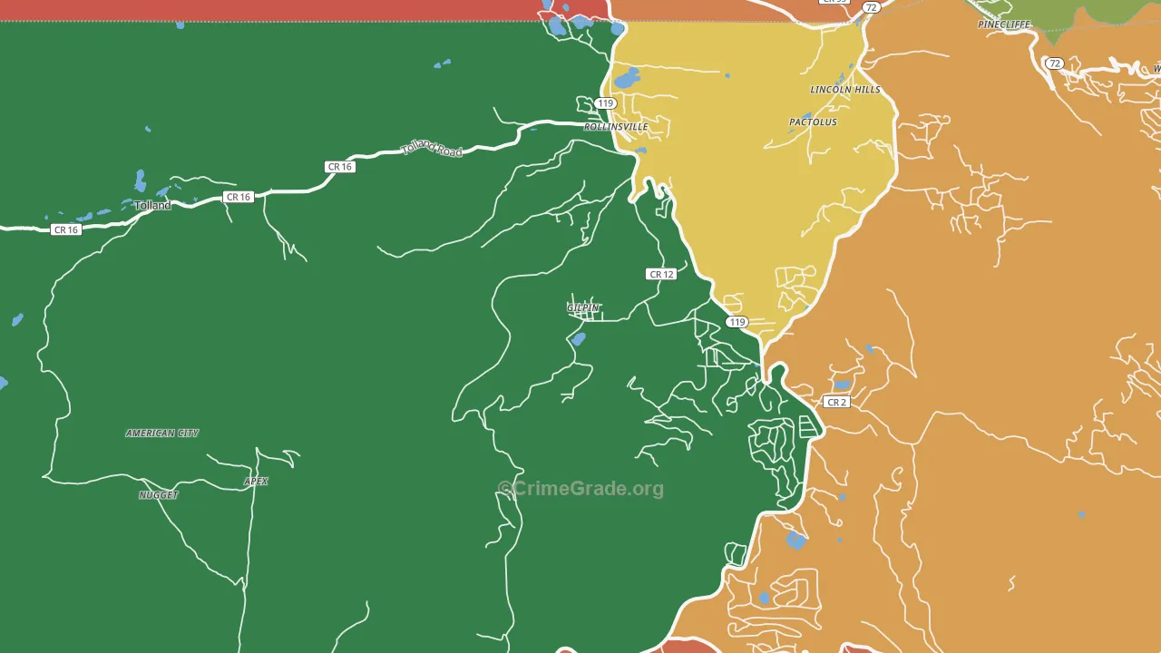 Rollinsville, CO Map of Theft Rates