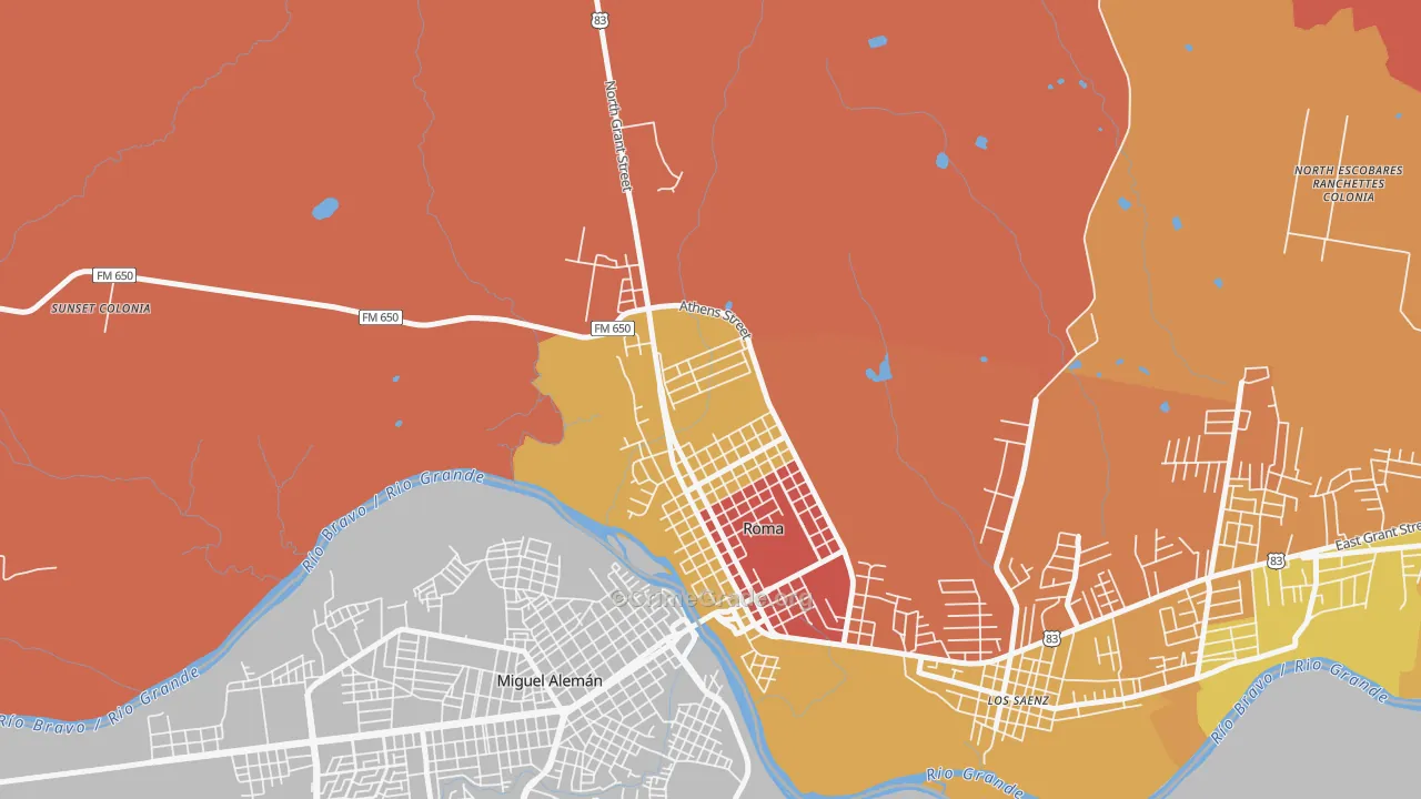 Roma Creek, TX Map of Theft Rates