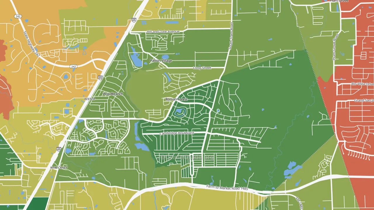Roman Forest, TX Map of Theft Rates
