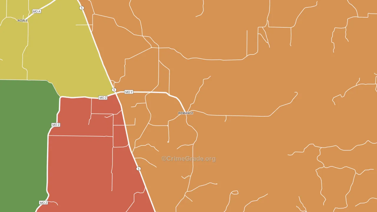 Romance, MO Map of Theft Rates