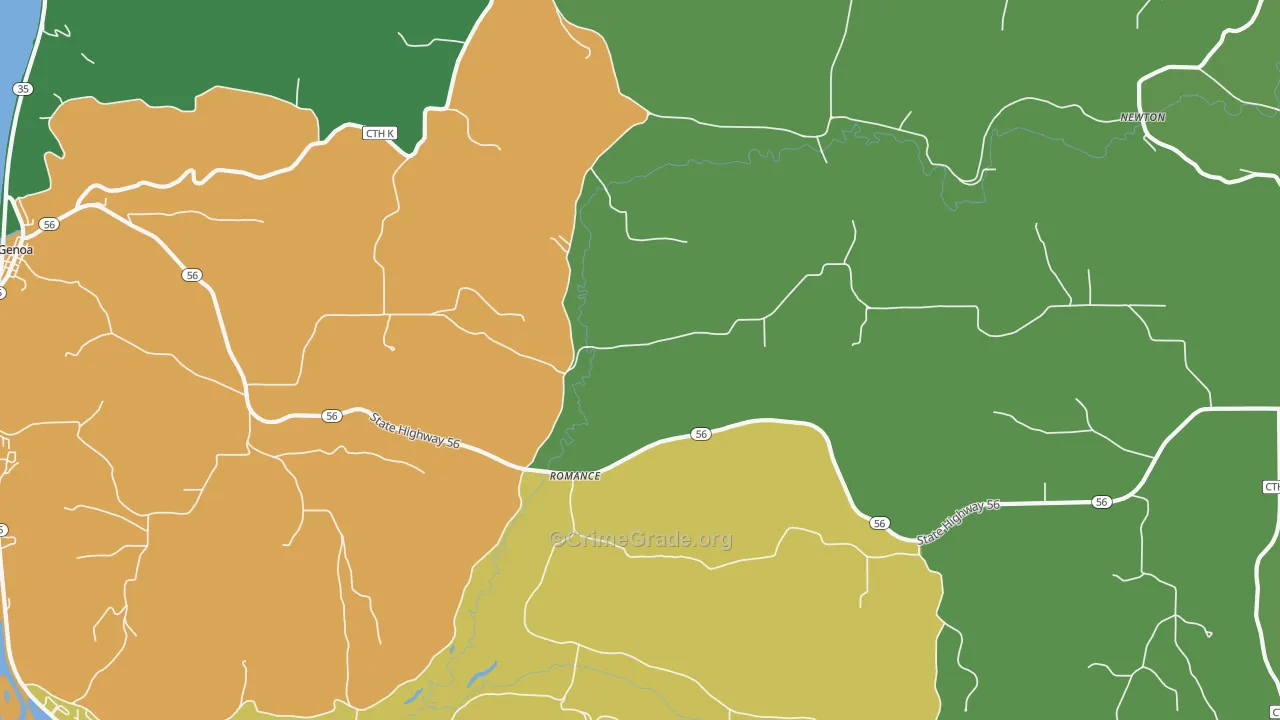 Romance, WI Map of Theft Rates