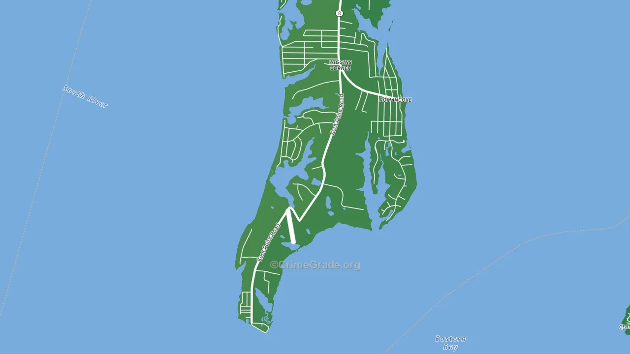 Romancoke on the Bay, MD Map of Theft Rates
