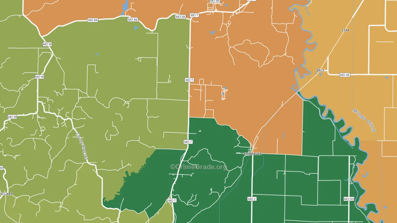 Rombauer, MO Map of Theft Rates