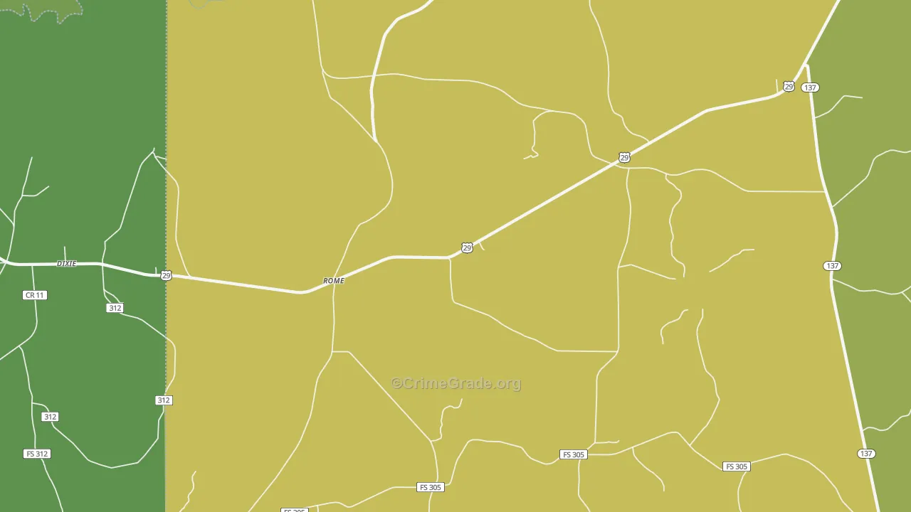 Rome, AL Map of Theft Rates
