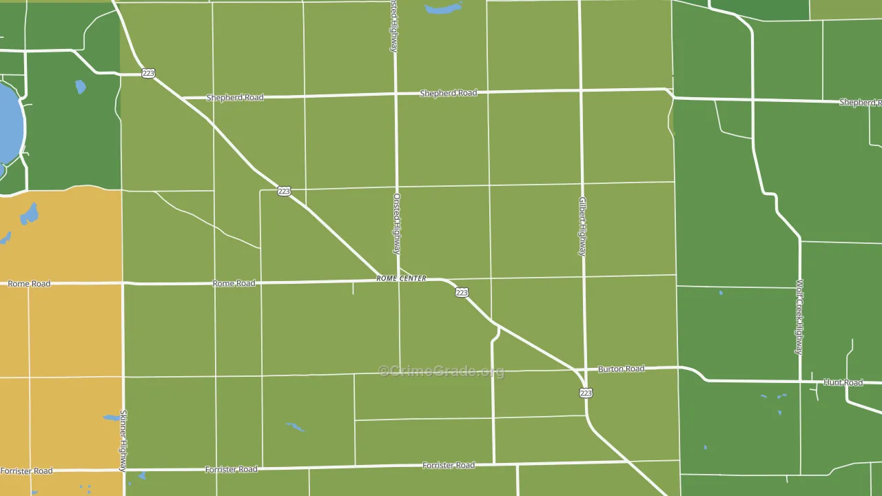 Rome Center, MI Map of Theft Rates