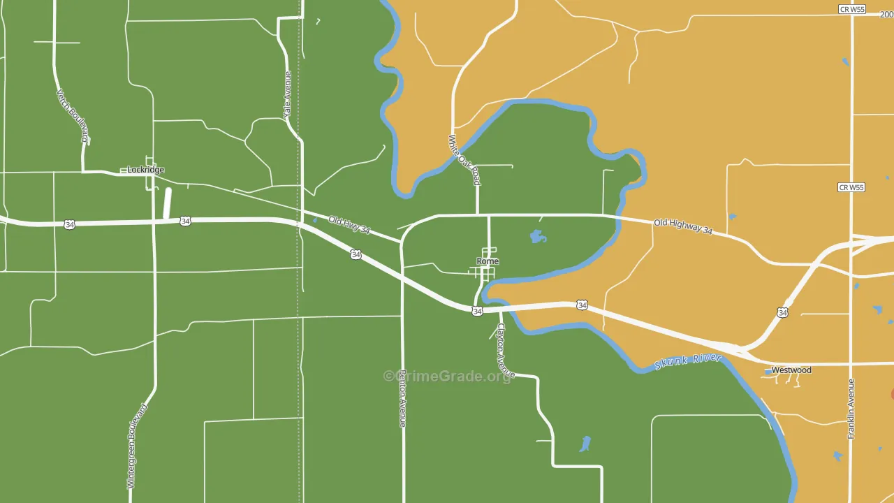 Rome, IA Map of Theft Rates