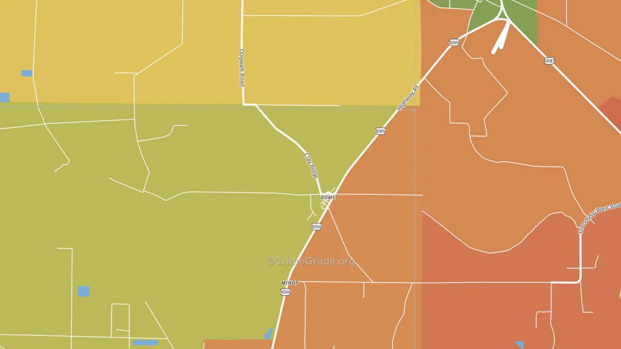 Rome, MS Map of Theft Rates