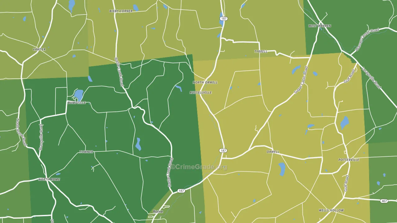 Rome, PA Map of Theft Rates