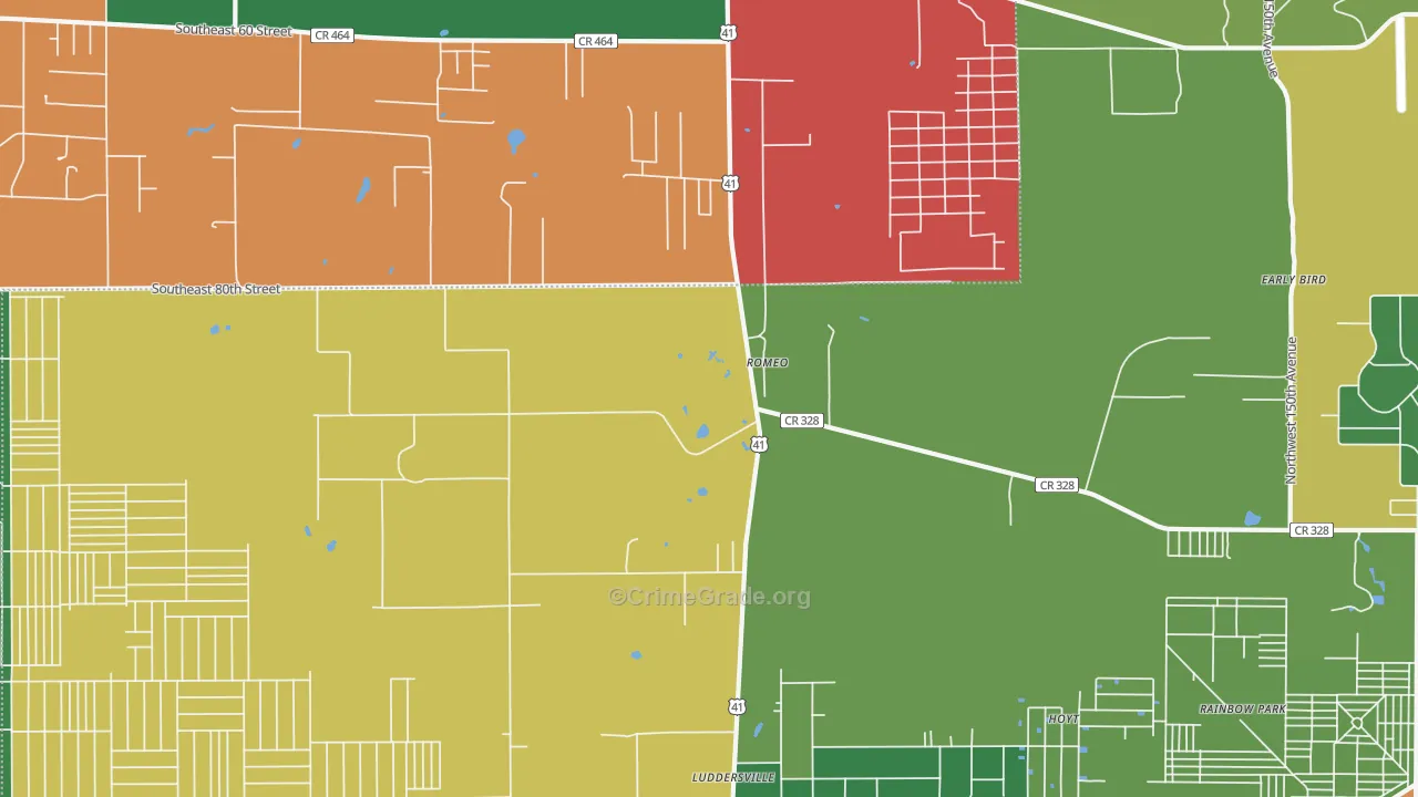 Romeo, FL Map of Theft Rates