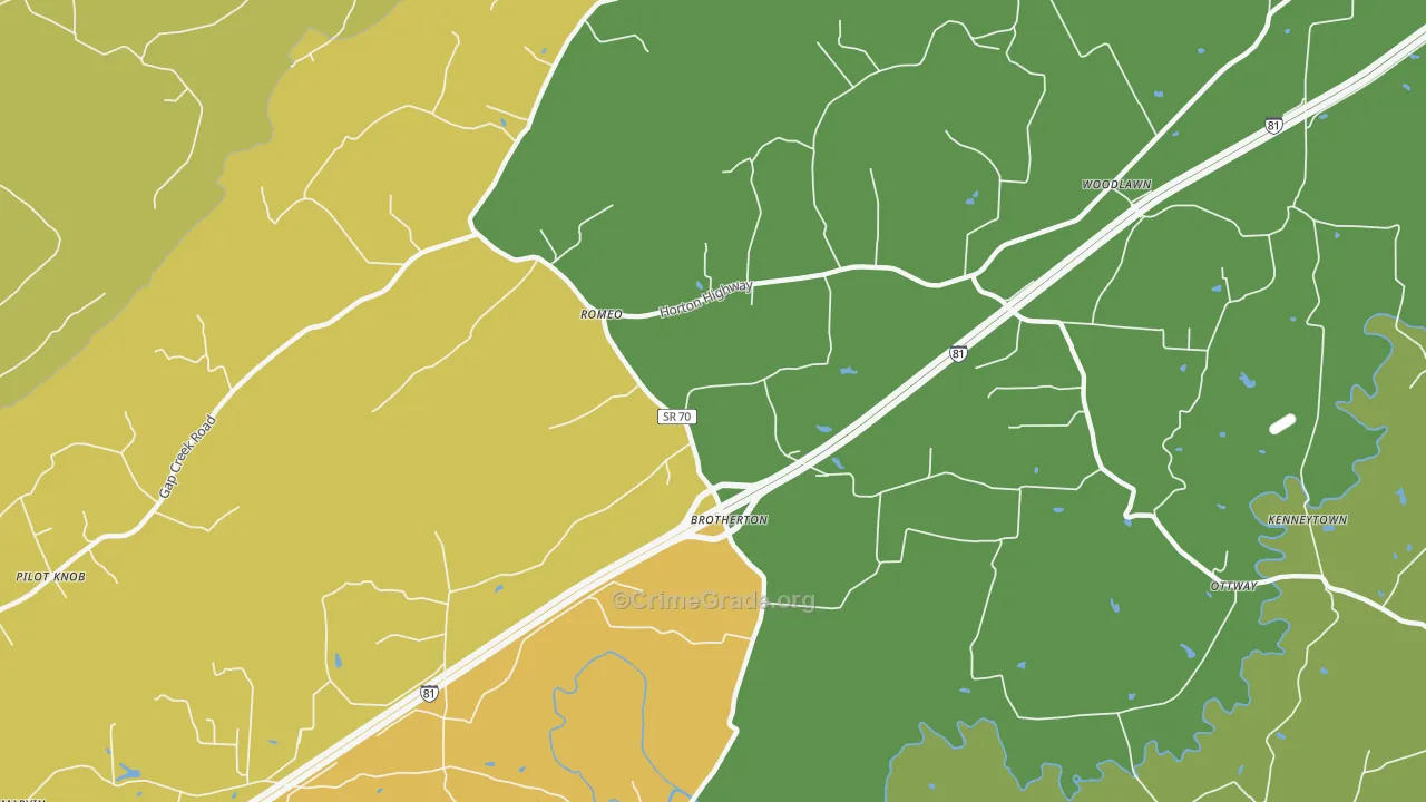 Romeo, TN Map of Theft Rates