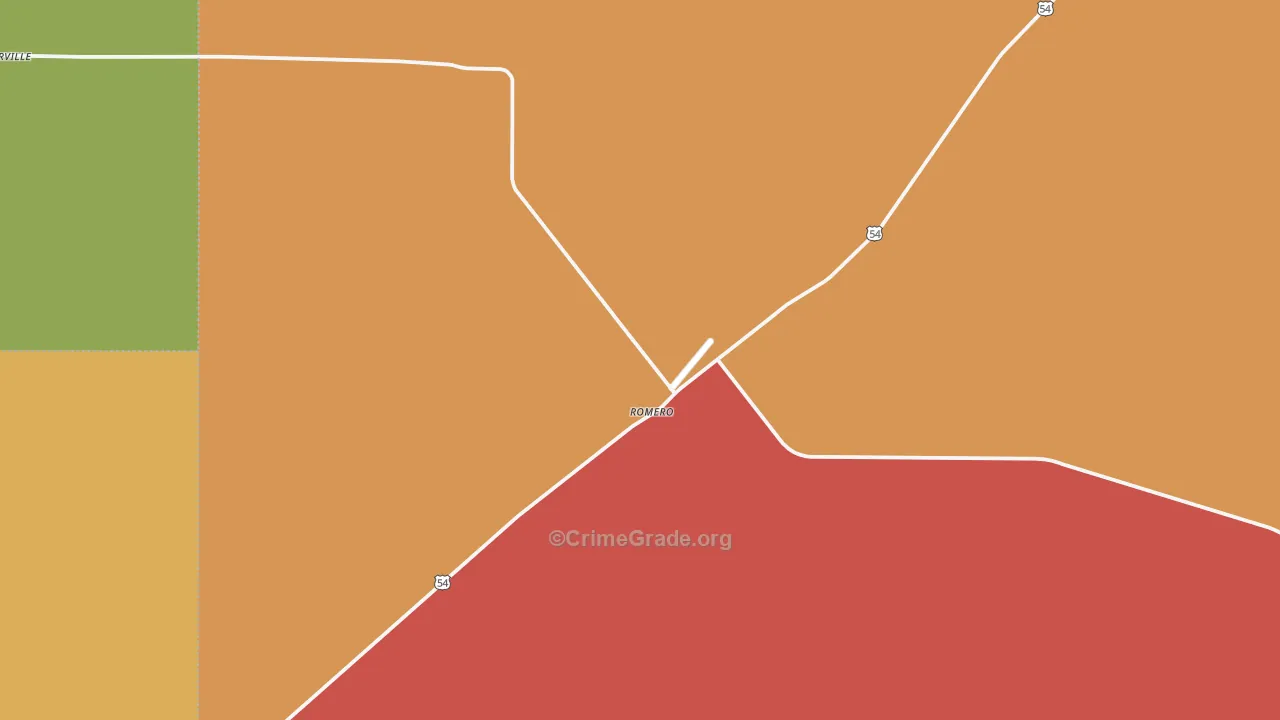 Romero, TX Map of Theft Rates
