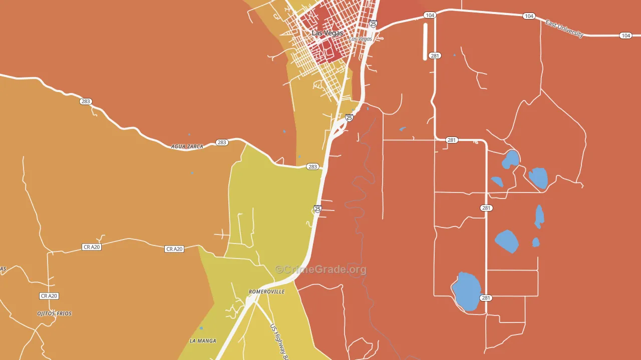 Romeroville, NM Map of Theft Rates