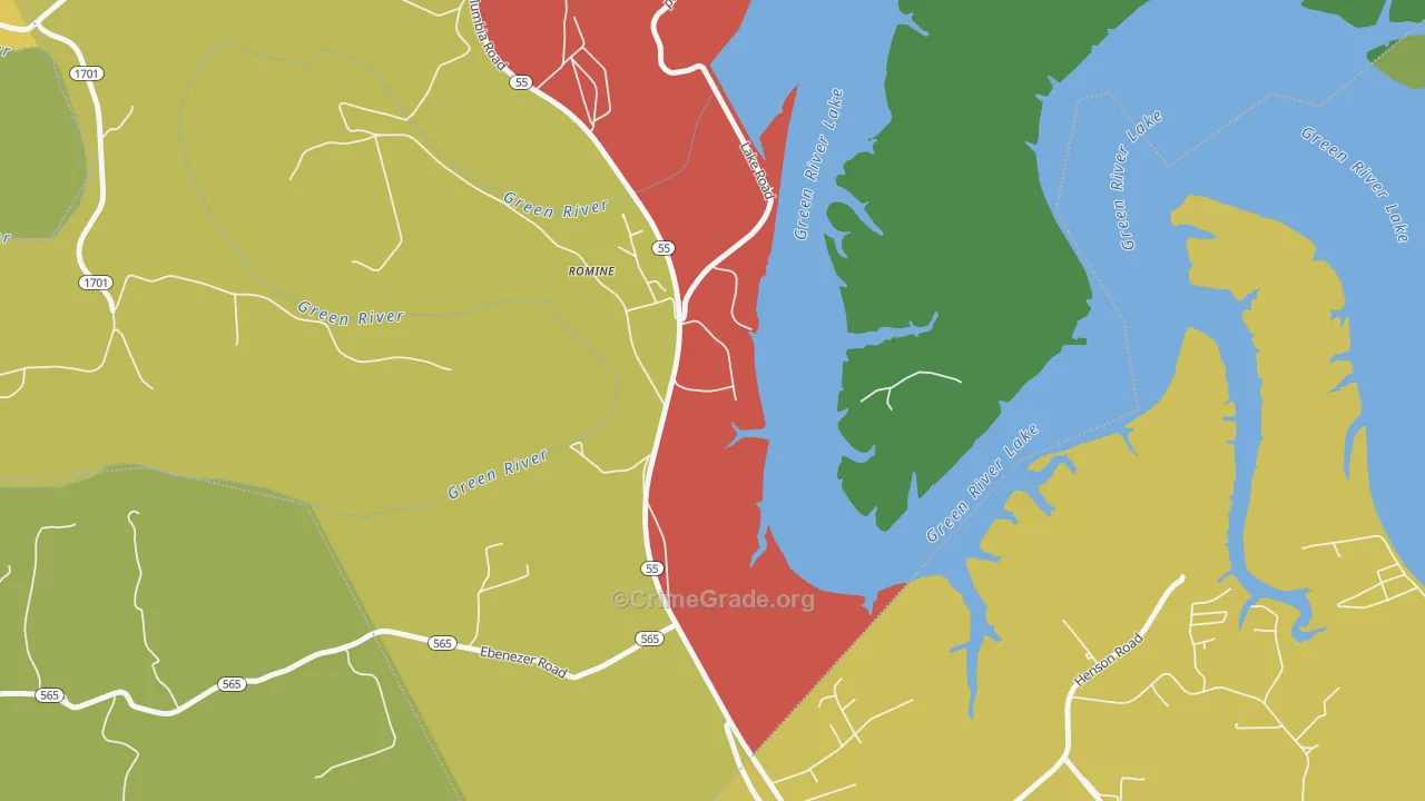 Romine, KY Map of Theft Rates