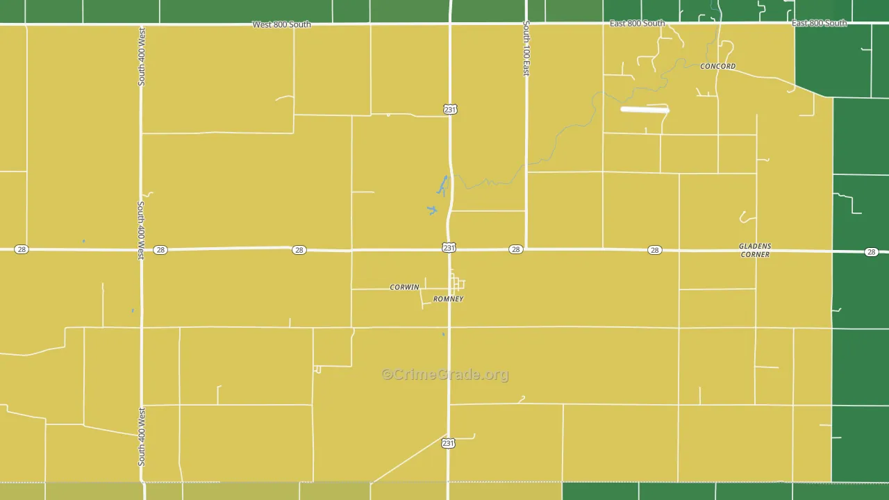 Romney, IN Map of Theft Rates