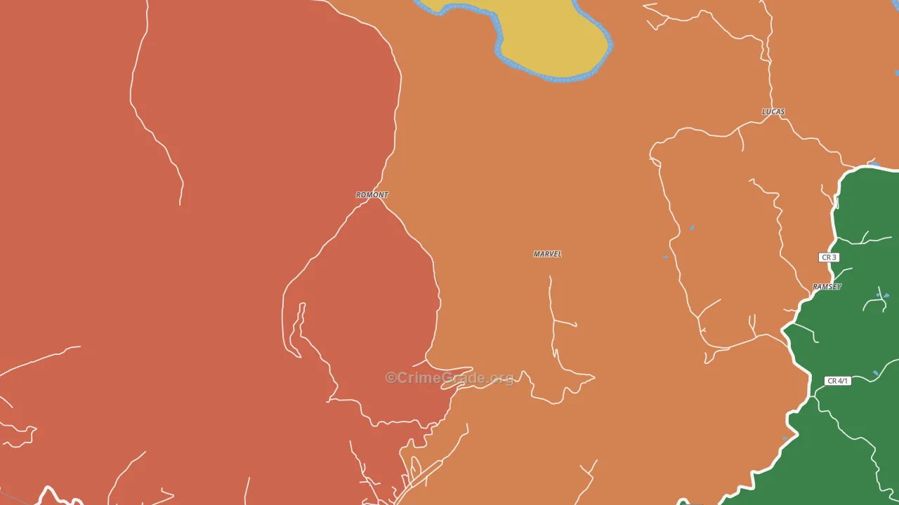Romont, WV Map of Theft Rates