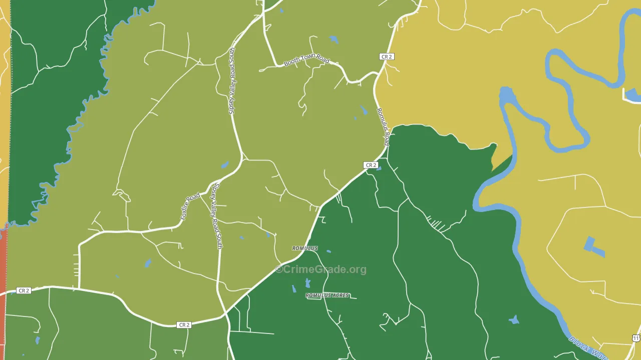 Romulus, AL Map of Theft Rates