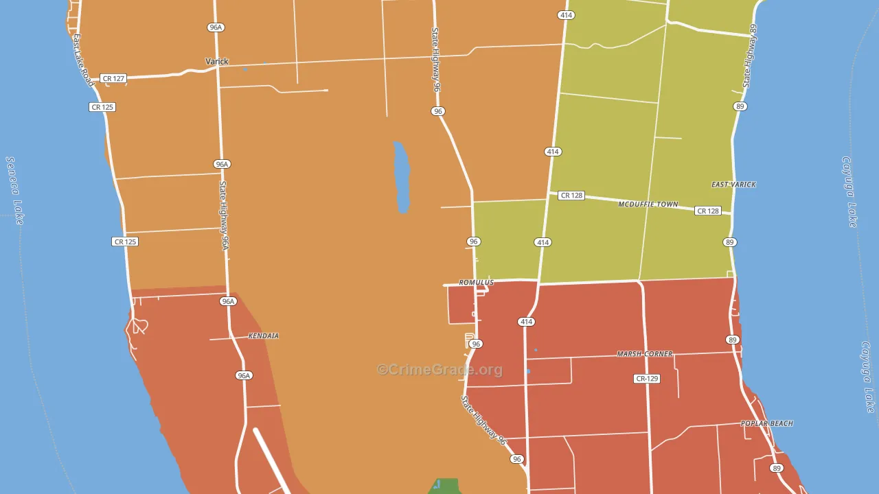 Romulus, NY Map of Theft Rates