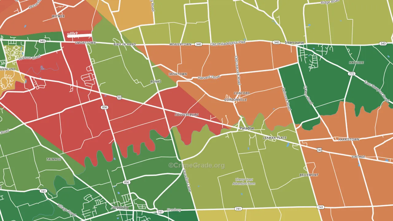 Ronks, PA Map of Theft Rates