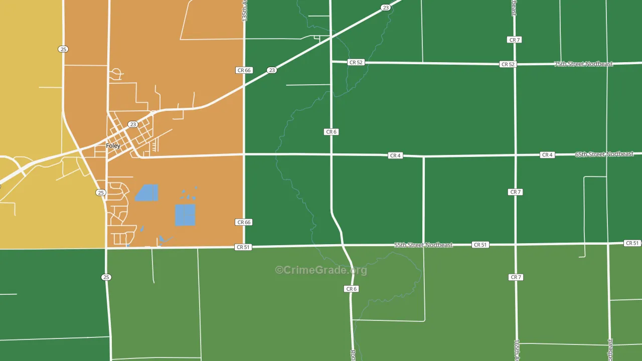 Ronneby, MN Map of Theft Rates