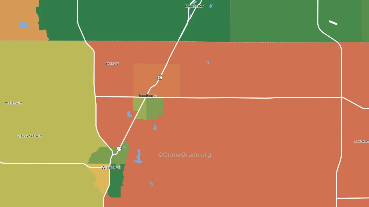 Roodhouse, IL Map of Theft Rates
