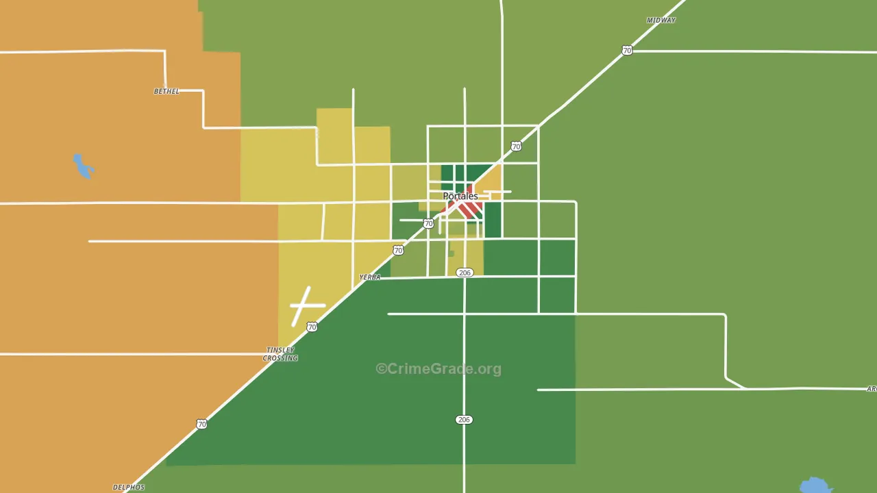 Roosevelt County, NM Map of Theft Rates