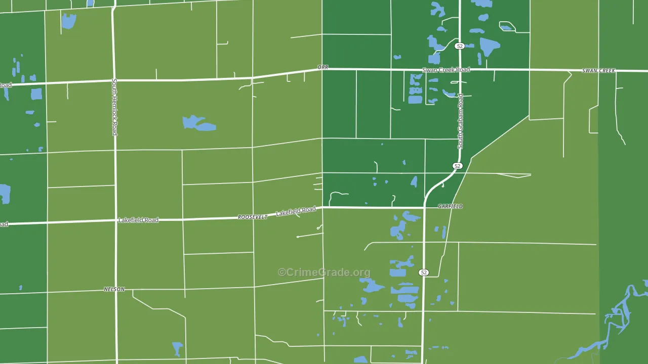 Roosevelt, MI Map of Theft Rates